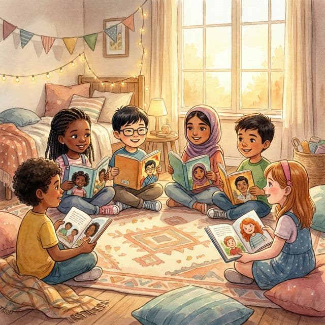 Diverse children seeing themselves represented in personalized storybook illustrations