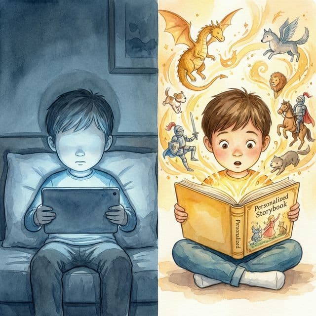 Screen time vs reading comparison showing brain development effects in children
