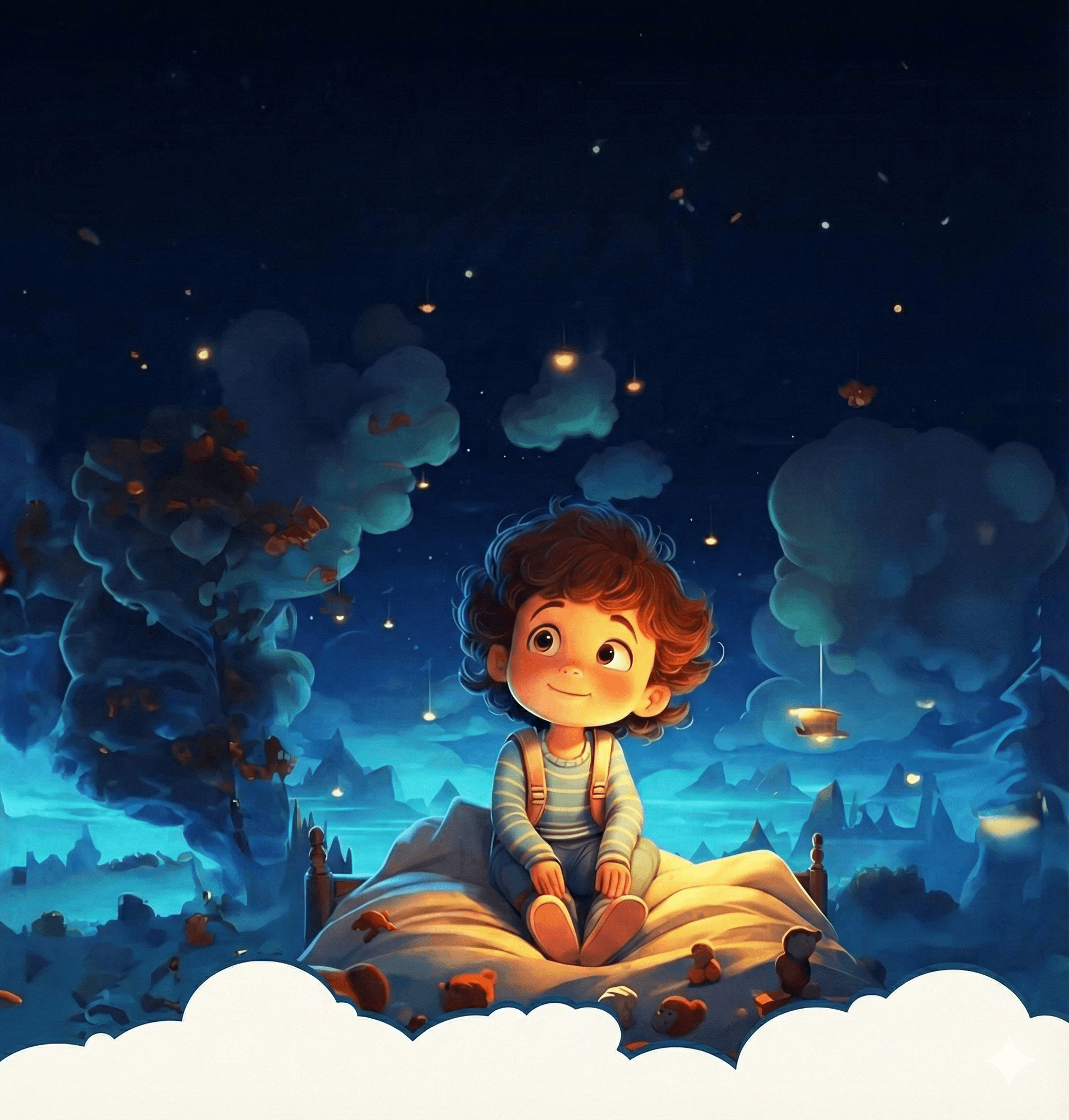 Child dreaming under the stars