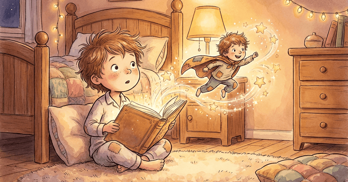 A child holding a personalized storybook where the illustrated main character is drawn to look exactly like them