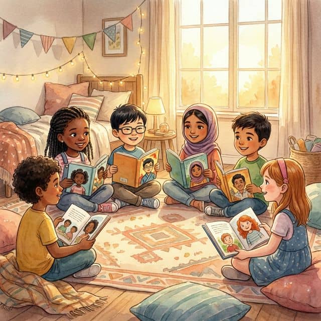 Diverse children seeing themselves represented in personalized storybook illustrations