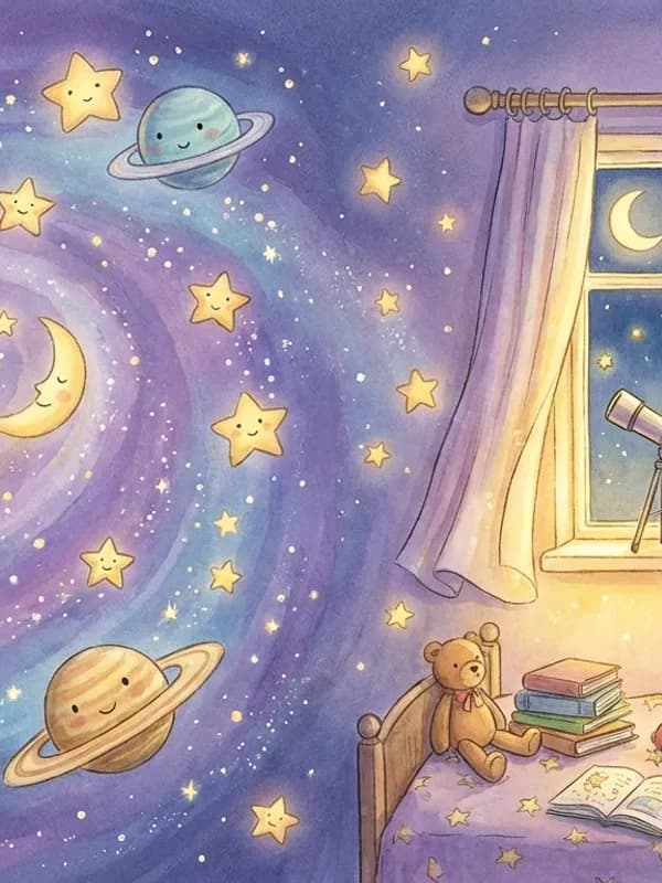 Child exploring night sky