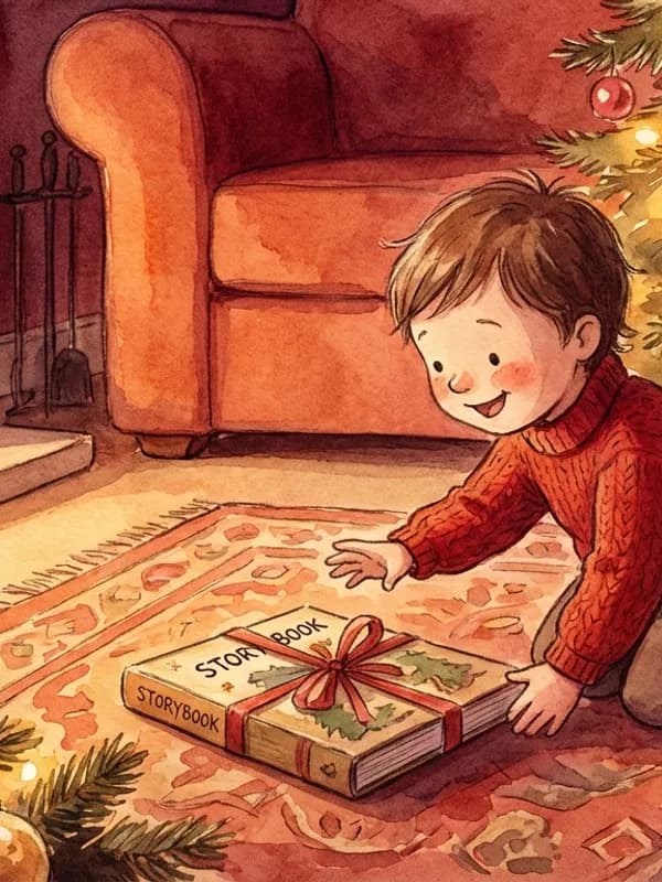 Personalized storybook under Christmas tree